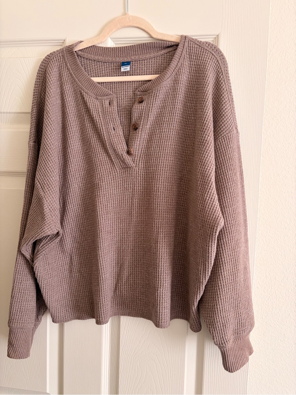 Old Navy Waffle Henley Sweater - Taupe/Brown